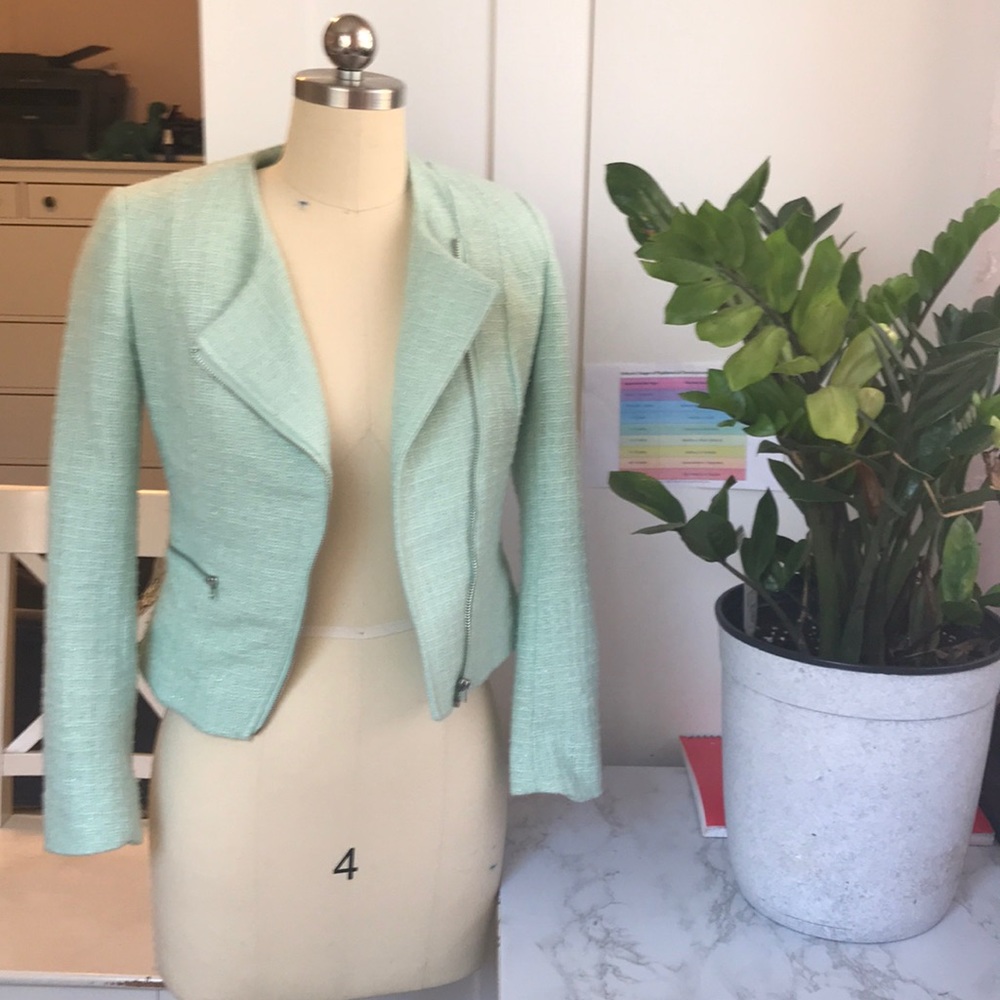 H and M mint tweed style blazer, size 2